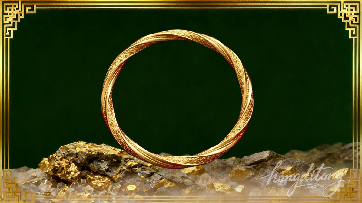 足金绞丝缠枝纹手镯